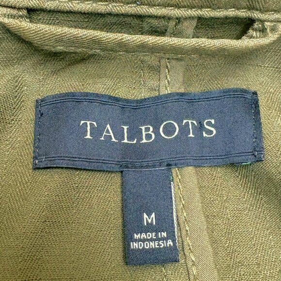 TALBOTS Olive Herringbone Cotton Button Up Utility Safari‎ Jacket - Picture 2 of 7